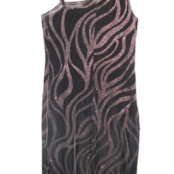 AGB Vintage Strappy Velevet Maxi Dress-Size 10-Side Slit-Whimsigoth-Glittery - Picture 11 of 12